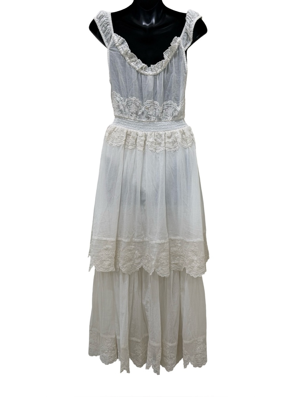 Free People Mila White Tiered Lace Maxi Dress - Picture 6 of 9